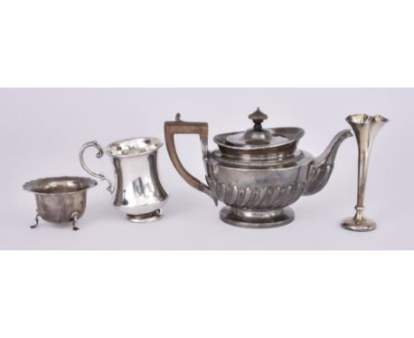 A Late Victorian Silver Circular Teapot and Mixed Silver, the teapot by Charles Stuart Harris, London 1895, with gadroon moun