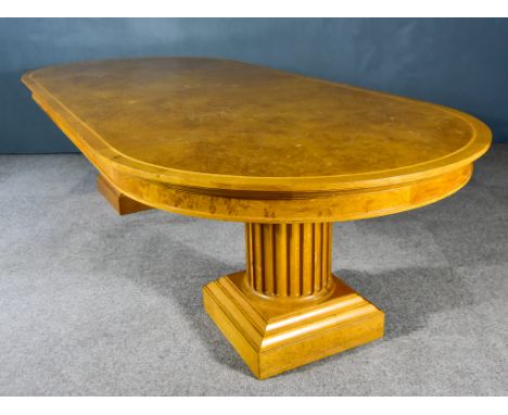 A Late 20th Century Oak, Pollard Oak and Sycamore Twin Pedestal Conference Table, by Linley, the figured top inlaid with wide