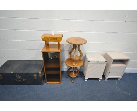 A SELECTION OF OCCASIONAL FURNITURE, to include a Sheraton teak hifi cabinet, with glazed door, width 36cm x depth 39cm x hei