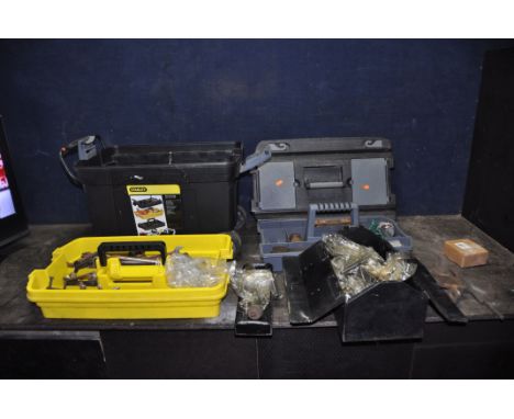 A PLASTIC AND A METAL TOOLBOXES CONTAINING AUTOMOTIVE TOOLS including valve spring compressors, Britool and other spanners, S