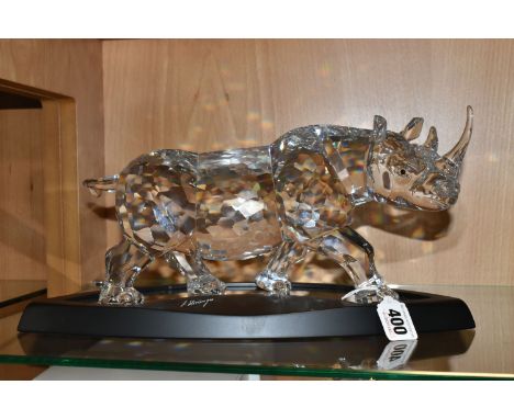 A CASED/OUTER BOX SWAROVSKI CRYSTAL LIMITED EDITION RHINO SCULPTURE, numbered 4825/10000 to underside, the rhino appears to b