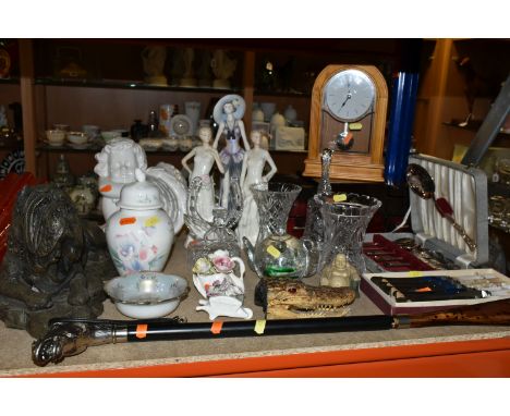 A GROUP OF GLASSWARE AND MISCELLANEOUS ITEMS, comprising a Patsi Ann limited edition 15/200 sculpture of a Mastiff/Dog de Bor