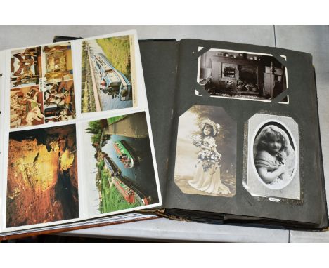 TWO ALBUMS OF POSTCARDS containing approximately 428 miscellaneous examples from the Edwardian era to the late 20th century, 