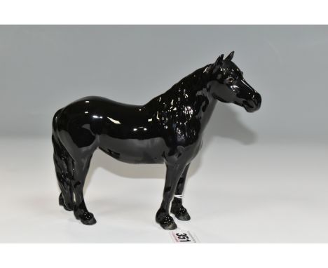 A BESWICK BLACK GLOSS MODEL OF A FELL PONY, model no. 1647, printed marks to underside of hooves (Condition Report: in good c