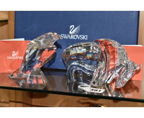 TWO BOXED SWAROVSKI CRYSTAL 'SYMBOLS' COLLECTION FIGURES, comprising Symbols - Buffalo, model no 624598, designed by Martin Z