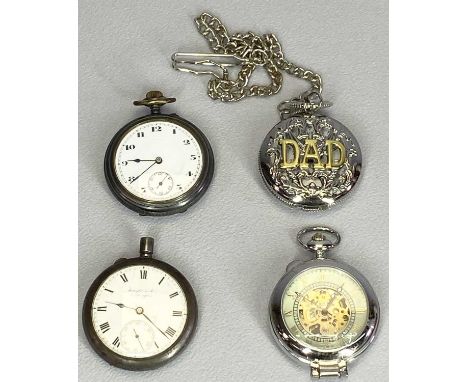 VINTAGE &amp; MODERN POCKET WATCHES (4) - including a gun metal cased example with Arabic numerals to a white dial with subsi