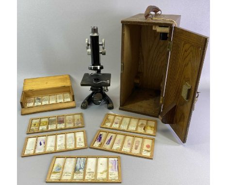 R &amp; J BECK LTD VINTAGE MICROSCOPE - in a wooden box and a box of slides