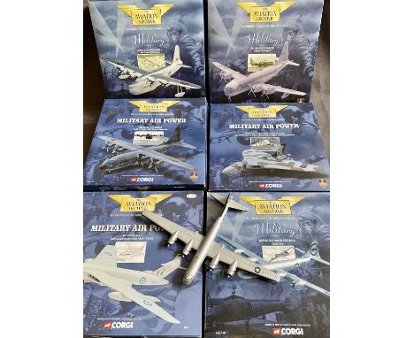 CORGI DIECAST AVIATION ARCHIVE PLANES (6) - three military including Boeing KC-97L tanker, Short S.25 Sunderland V, both Firs