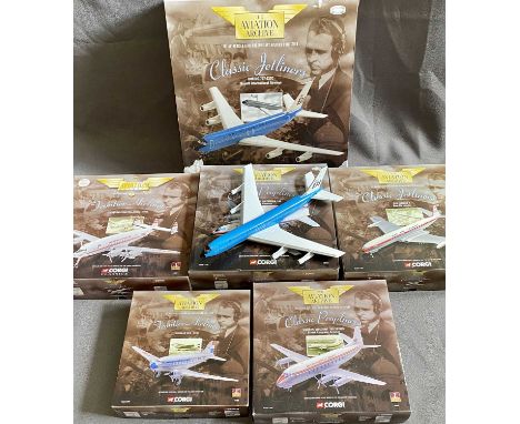 CORGI DIECAST AVIATION ARCHIVE PLANES (6) - to include two Classic Jetliners Boeing 707-327C Limited Edition and D H Comet 4 