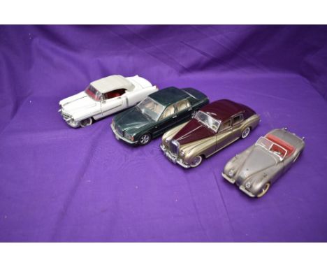 Three Franklin Mint 1:24 scale diecast models, 1953 Cadillac Eldorado, Bentley Arnage, 1955 Bentley S and a similar scale Fra