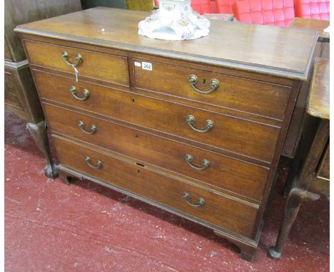 Early oak chest of 2 over 3 drawers on bracket feet - W: 116cm D: 55cm H: 90cm