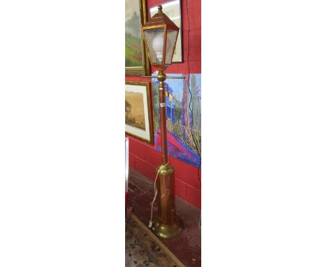 Copper &amp; brass standard lamp in the form of a street light
