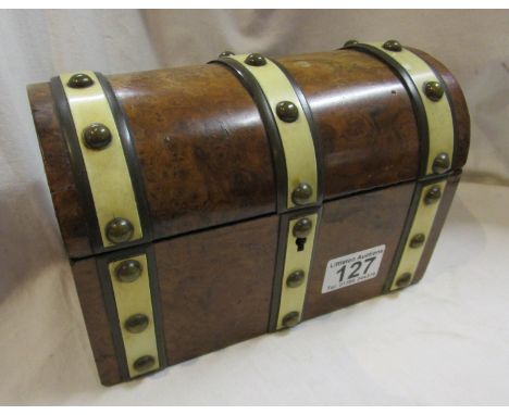 Walnut dome top tea caddy