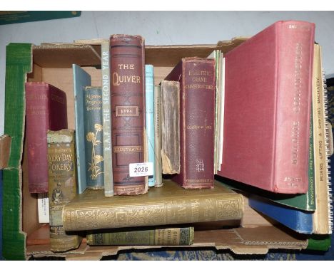 A box of books to include: The Magazine Art, Morris Lifting and Shifting, Mrs Beetons Every Day Cookery and House Keeping boo