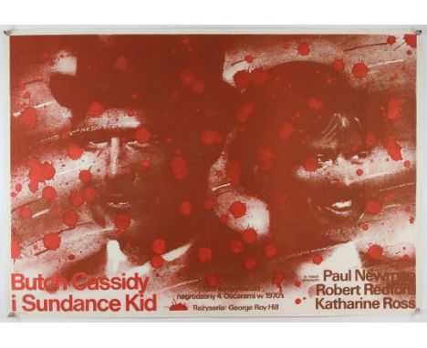 Butch Cassidy and the Sundance Kid (R-1983) Polish film cinema poster, movie art by Waldemar Swierzy, rolled, 26 x 38 inches.