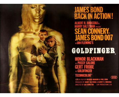 James Bond Goldfinger (1964) British Quad film poster, Style A, art by Robert Brownjohn, starring Sean Connery, United Artist