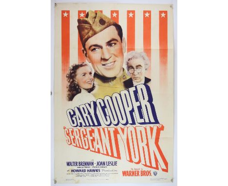 Sergeant York (R-1949) US One Sheet cinema film poster, movie starring Gary Cooper, folded, 27 x 41 inches. 