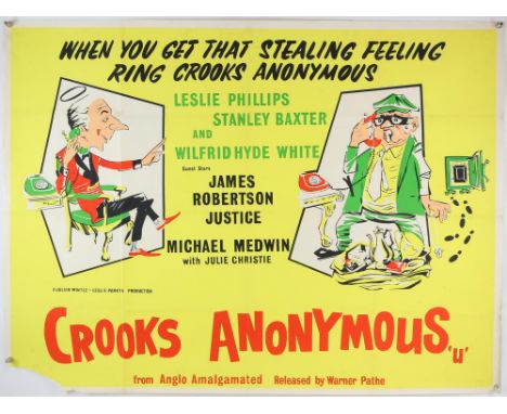 Crooks Anonymous (R-1960's) British Quad film poster, folded, 30 x 40 inches. 