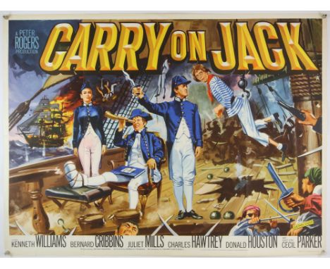 Carry On Jack (1963) British Quad film poster, artwork by Tom Chantrell, folded, 30 x 40 inches. Condition Report:  Some ligh