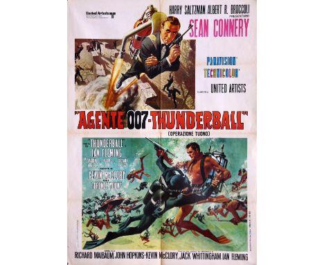 James Bond Thunderball (R-1970's) Italian One Panel film poster, starring Sean Connery, folded, 39 x 55 inches. Condition Rep