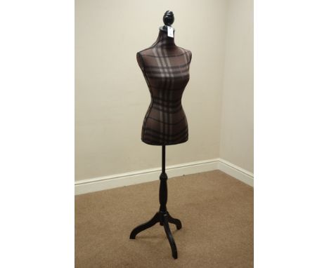 Female tailors dummy mannequin on ebonised stand   Condition Report   Click here for further images, condition, auction times