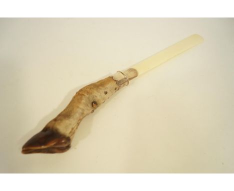 A Rowland Ward Ivory deer slot and silver page turner, London 1902, 42cm long