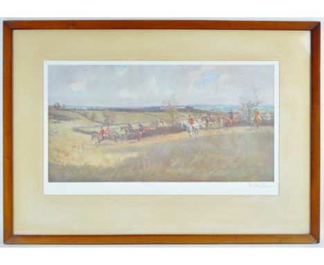 Lionel Edwards, The Quorn Hunt, coloured print, signed in pencil lower right, 36cm x 63cm