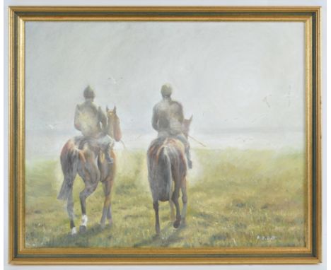 A J Dent, 'Riders', Riders Mist and Light, oil on canvas, signed lower right, 41cm x 51cm