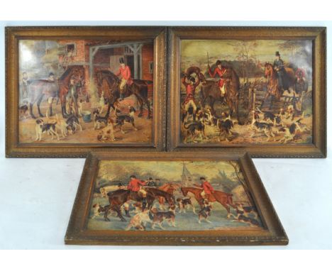 After E F Holt hunting scenes,chromolithographs, set of three 39cm x 51cm