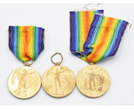 Three British Army WW1 Victory Medals named to 12518 Pte F Morris, King's Royal Rifle Corps, 62506 Pte S Rigsby, South Wales 