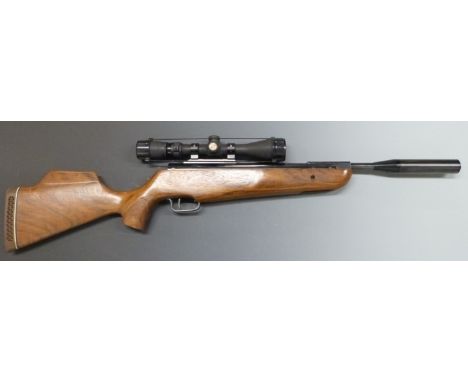 Theoben .22 air rifle with semi-pistol grip, adjustable trigger, raised cheek piece, sound moderator and Simmons Whitetail Cl