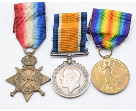 British Army WW1 medal trio comprising 1914-1915 Star, War Medal and Victory Medal named to 2nd Lieutenant&nbsp;J&nbsp;J Pope