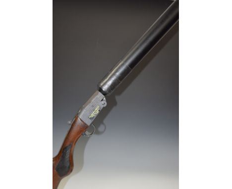 Pedretti Gunsport Hushpower 12 bore single barrelled shotgun with chequered grip and 31.75 inch sound moderated barrel, overa
