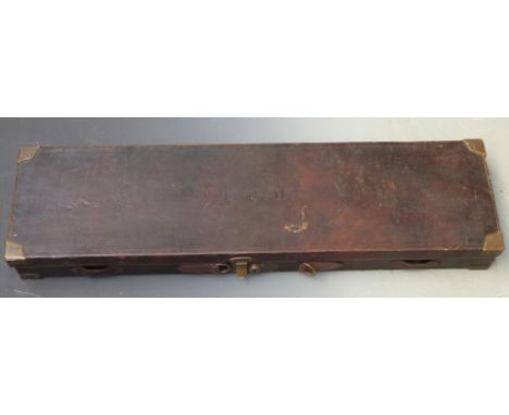 Army &amp; Navy&nbsp;leather bound gun case with fitted interior, brass lock and original 'Army &amp; Navy Co-Operative Socie