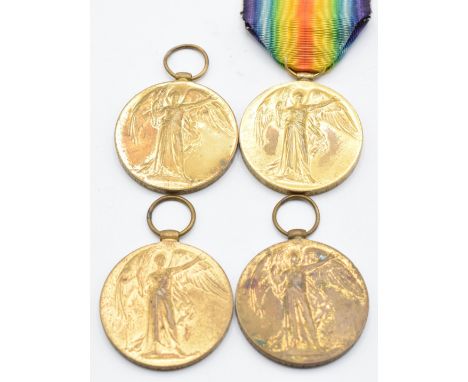 Four British Army WW1 Victory medals named to 4664 Sapper E Williams, Royal Engineers, 59892 Pte A Jacobs, Royal Army Medical