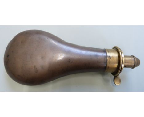 Bartram &amp; Co Extra Quality copper and brass powder flask, 20cm long