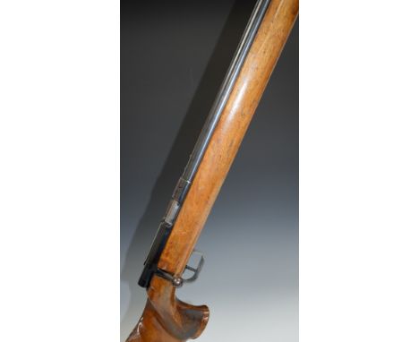 Anschutz 54 Super-Match .22 target rifle with adjustable trigger, shaped semi-pistol grip, raised cheek piece and 28.5 inch b