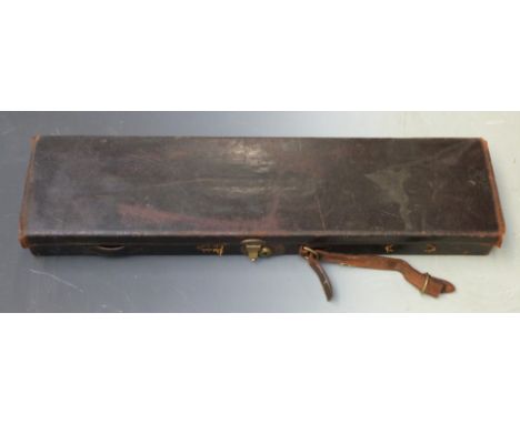 W W Greener leather bound shotgun case with fitted interior and original label 'WW Greener Gun Rifle &amp; Ammunition Maker P