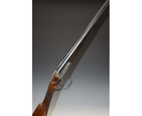 James Dalziel&nbsp;Dougall of Glasgow 20 bore side by side round action shotgun with named lock, florally engraved lock, trig