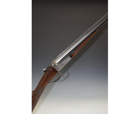 AYA No.4 12&nbsp;bore side by side ejector shotgun with engraved lock, trigger guard, underside, thumb lever, fences and top 