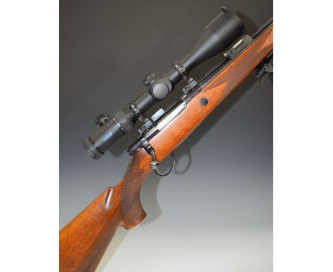 Sako L579 .308 bolt-action rifle with chequered semi-pistol grip and forend, raised cheek piece, sling suspension loops, adju