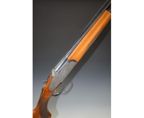 Rizzini 12 bore over and under ejector shotgun with engraved sidelock plates, trigger guard, underside, top plate and thumb l