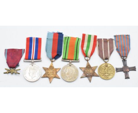 Polish Army WW2 medals comprising Monte Casino Cross, Cross of Merit ribbon and Cross Swords only, Active Service Medal, 1939