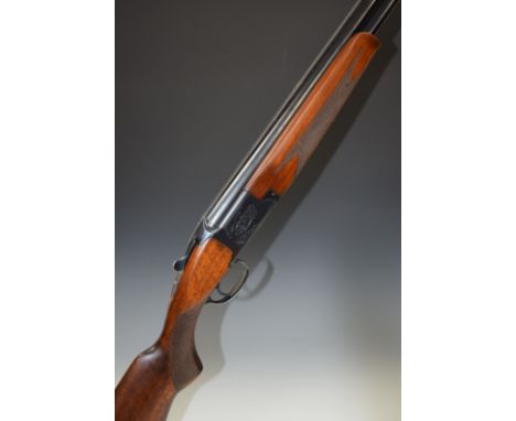 Browning B26 12 bore over and under ejector shotgun with engraved lock, semi-pistol grip and forend, single selective trigger