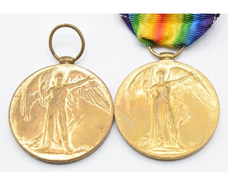 Two British Army WW1 Victory Medals named to 108451 Pte W C Sneller, Liverpool Regiment, and 30243 Pte E R Norris, Dorset Reg