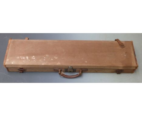Vintage canvas and leather bound gun case, 83x22x9cm.&nbsp;