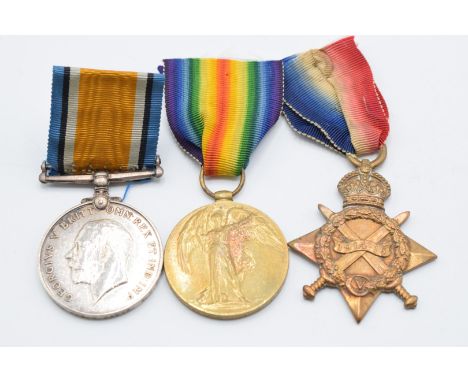 British Army WW1 medals comprising 1914-1915 Star, War Medal and Victory Medal, all named to 11755 Pte T Davis, Army Veterina