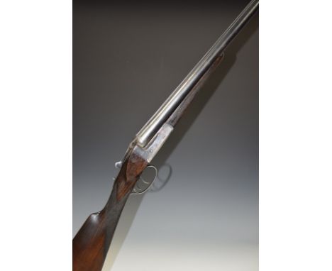 Laurona 12&nbsp;bore 3 inch magnum side by side ejector shotgun with engraved lock, trigger guard, underside, thumb lever, fe
