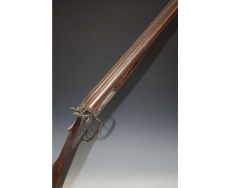 George H Dawe &amp; Co 12 bore&nbsp;side by side hammer action shotgun with engraved lock, rebounding hammers, trigger guard,