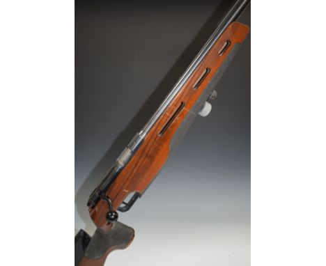Anschutz Match Model 1807 .22 target rifle with adjustable trigger, shaped semi-pistol grip, skeleton stock, raised cheek pie
